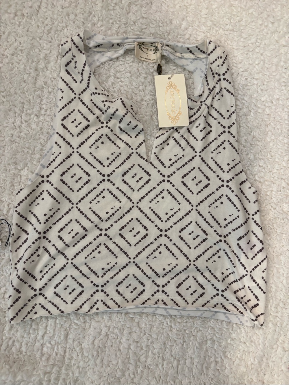 Joyfolie Sleeveless White Geometric Naima open back